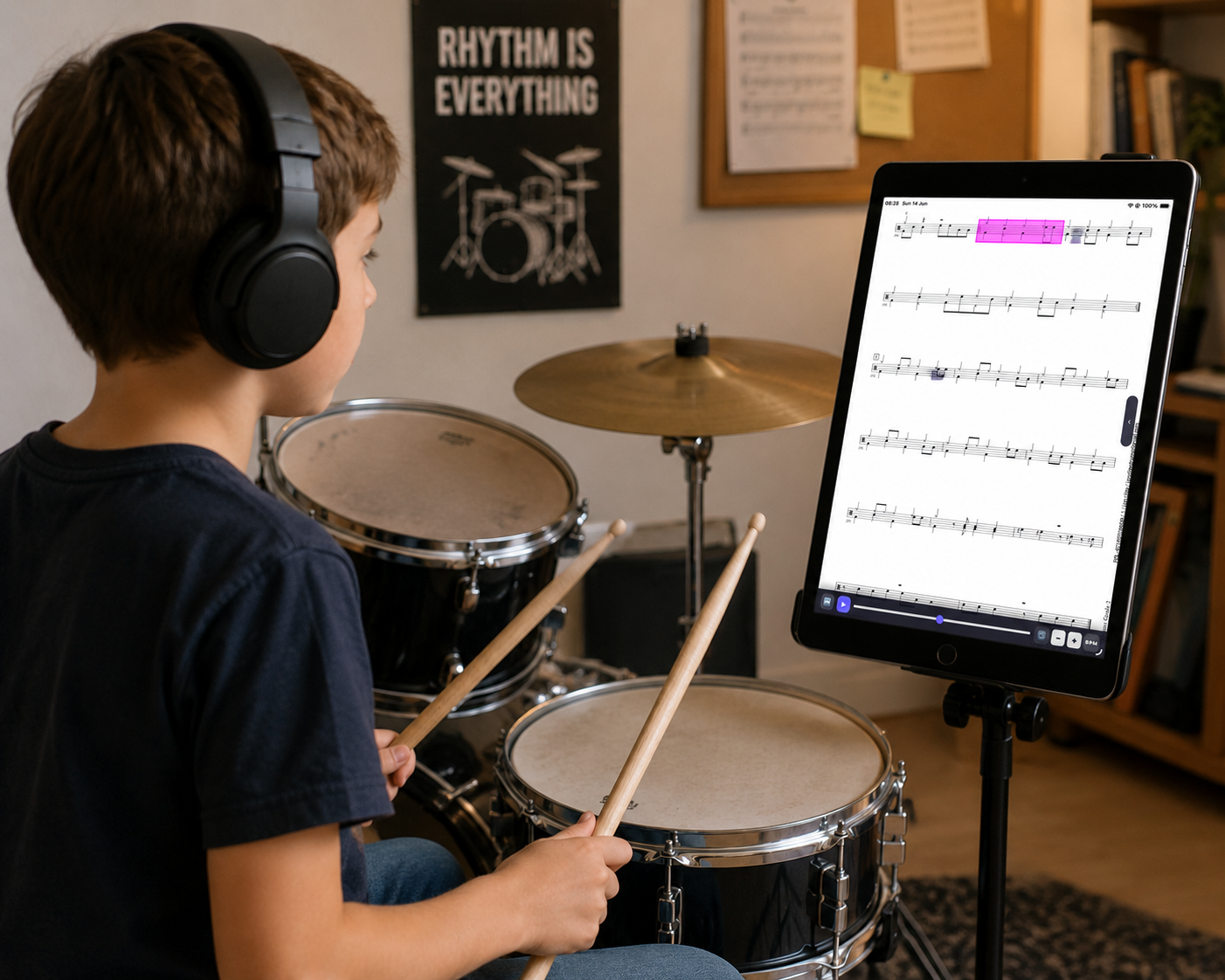 Drummer playing with JR Player Pro